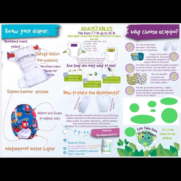 🌱One size cloth diaper 💙👖🧢 - Picture 4 of 8